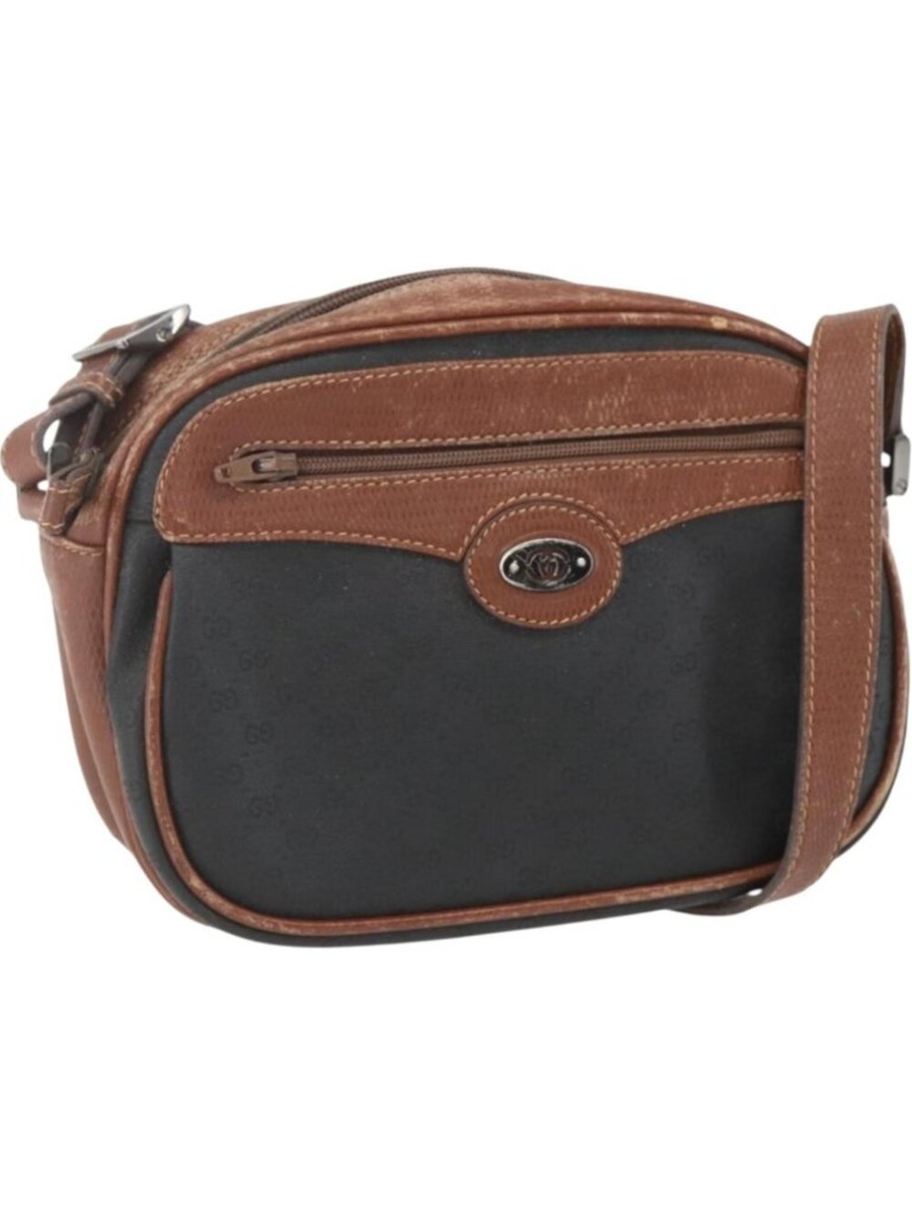 GUCCI Micro GG Supreme Shoulder Bag PVC Leather Black